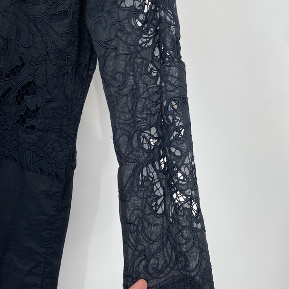 Paula Hermanny Shift Mini Dress Womens Size XS Black Lace Long Sleeves Cocktail - Picture 7 of 9